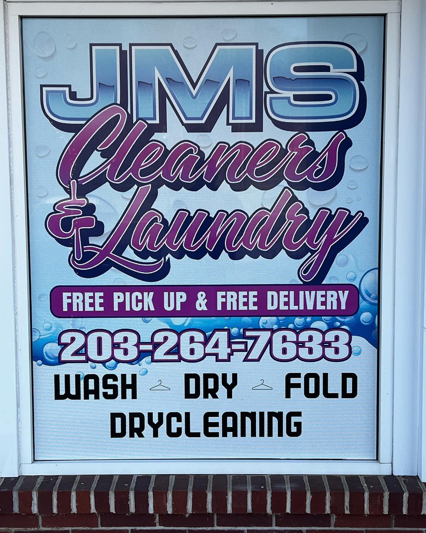J M S Dry Cleaners & Laundry Service Sign 2